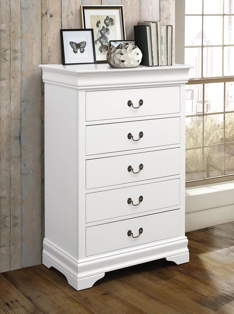 Louis Philippe White Five-Drawer Chest Coaster Z2 Premium