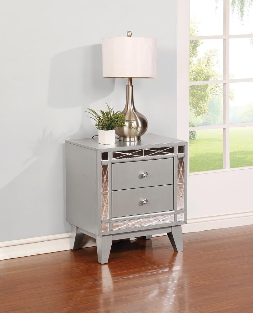 Leighton Contemporary Two-Drawer Nightstand Coaster Z2 Premium