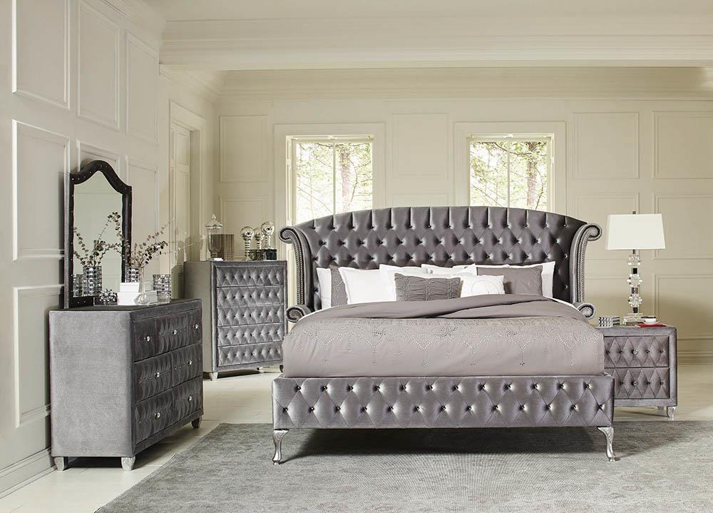 Belvedere Grand Deanna Contemporary Metallic California King Bed Coaster Z2 Premium