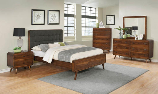 Robyn Mid-Century Modern Dark Walnut Eastern King Bed Coaster Z2 Premium