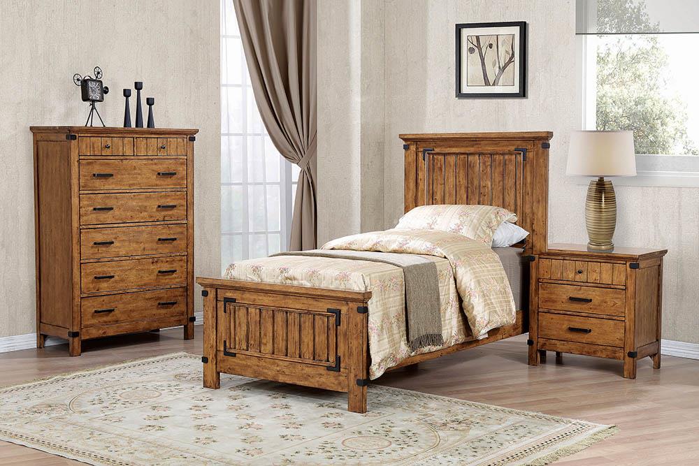 Brenner Rustic Honey Twin Bed Coaster Z2 Premium