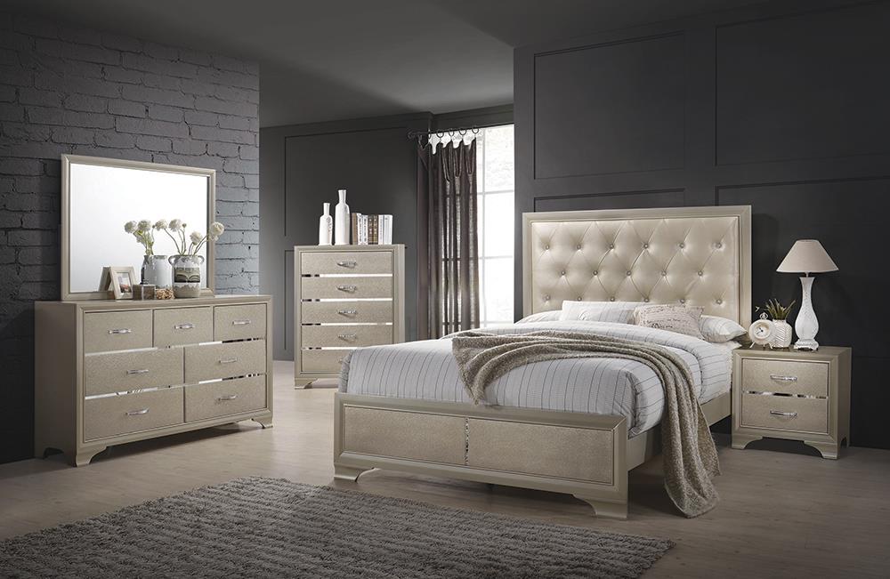 Beaumont Transitional Champagne Queen Bed Coaster Z2 Premium