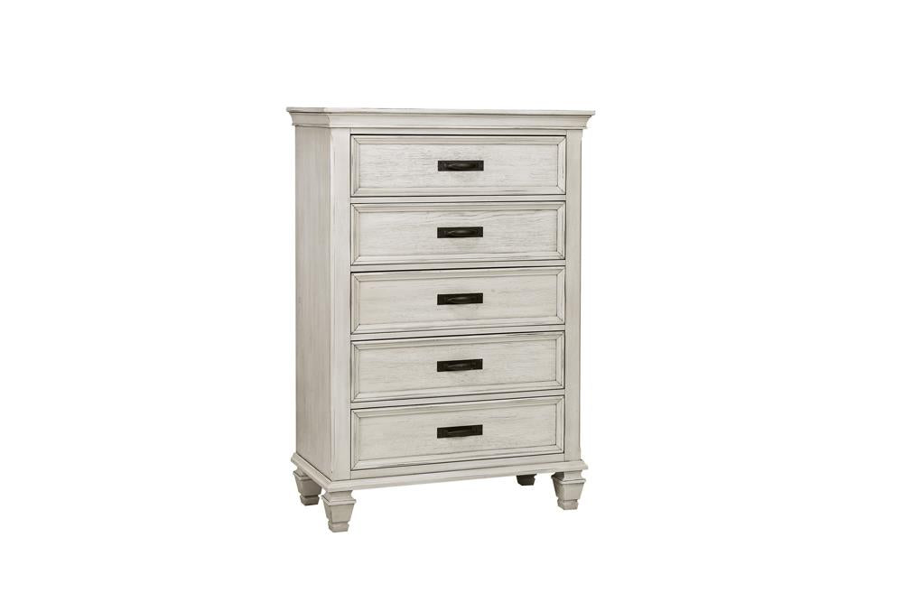 Franco Antique White Five-Drawer Chest Coaster Z2 Premium