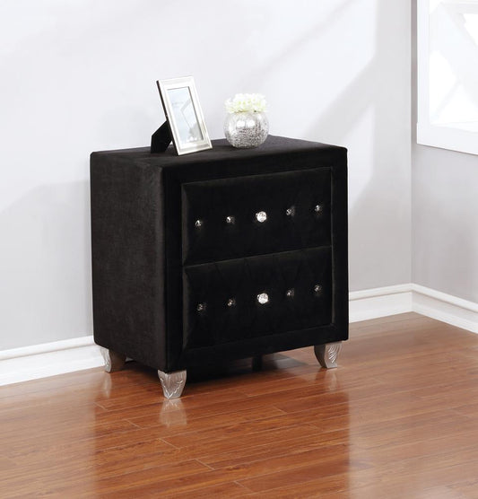 Belvedere Grand Deanna Contemporary Black and Metallic Nightstand Coaster Z2 Premium