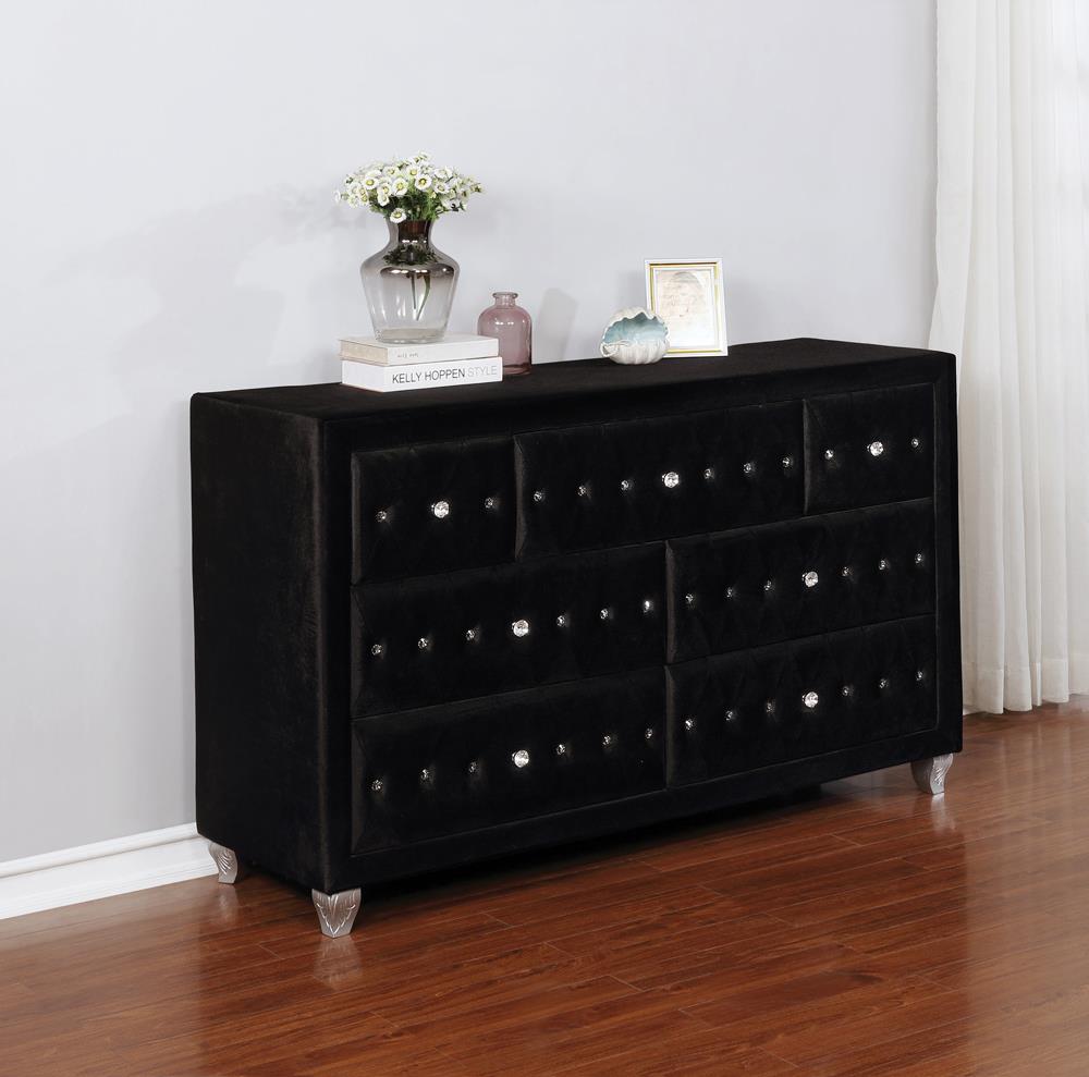 Belvedere Grand Deanna Contemporary Black and Metallic Dresser Coaster Z2 Premium