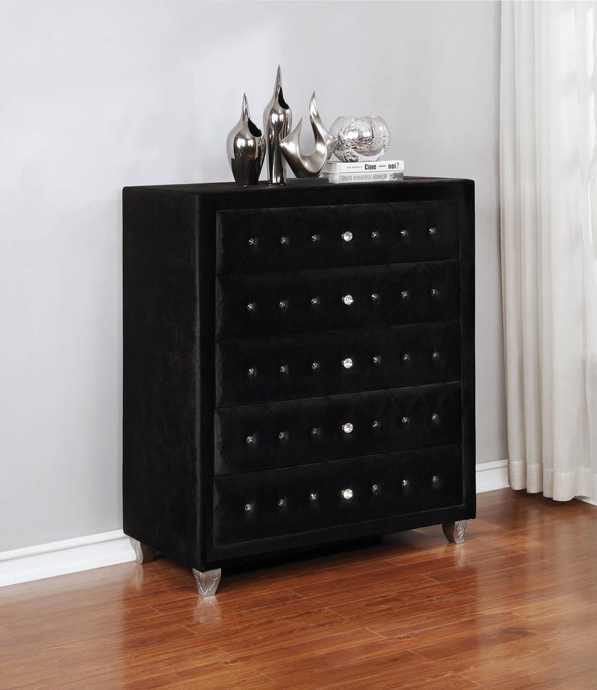 Belvedere Grand Deanna Contemporary Black and Metallic Chest Coaster Z2 Premium