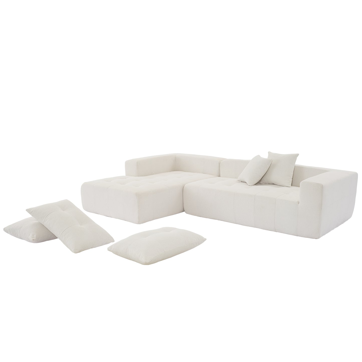 110*69" Modular Sectional Living Room Sofa Set, Modern Minimalist Style Couch, Installation-free sofa, Upholstered Sleeper Sofa for Living Room, Bedroom, Salon, 2 PC Free Combination, L-Shape, Linen House to Home Furnishings LLC