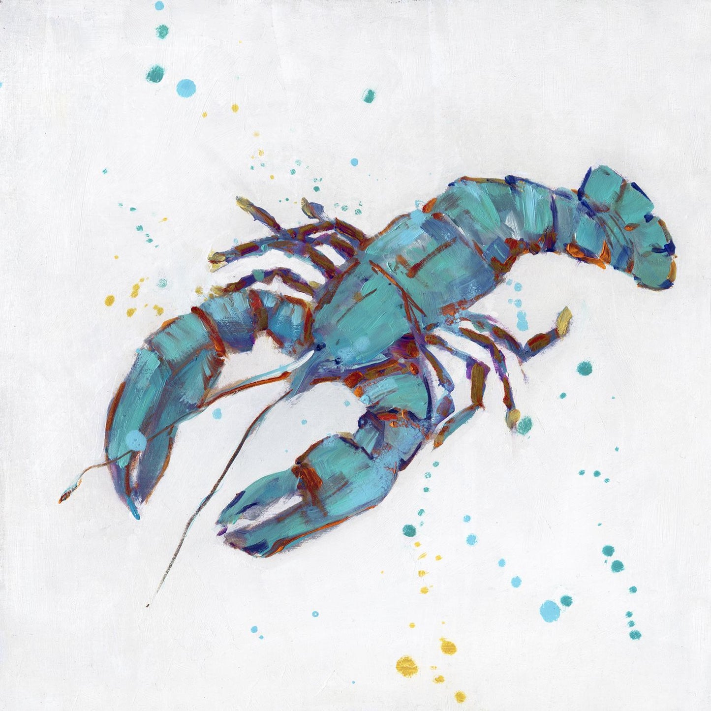 Framed Small - Bubbly Blue Lobster By Sally Swatland - Blue Classy Art