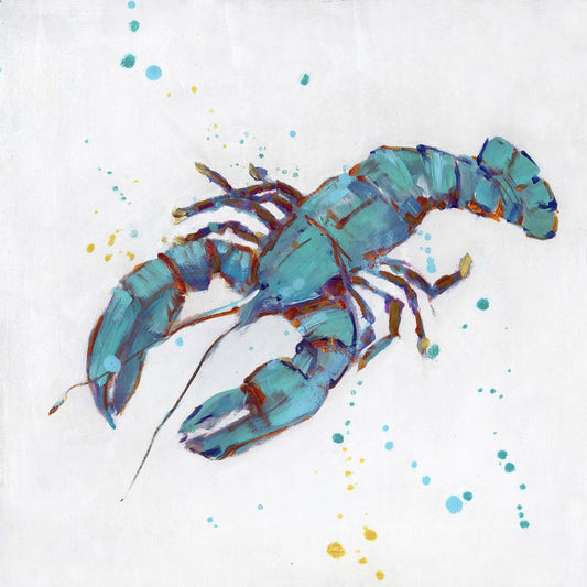 Framed Small - Bubbly Blue Lobster By Sally Swatland - Blue Classy Art