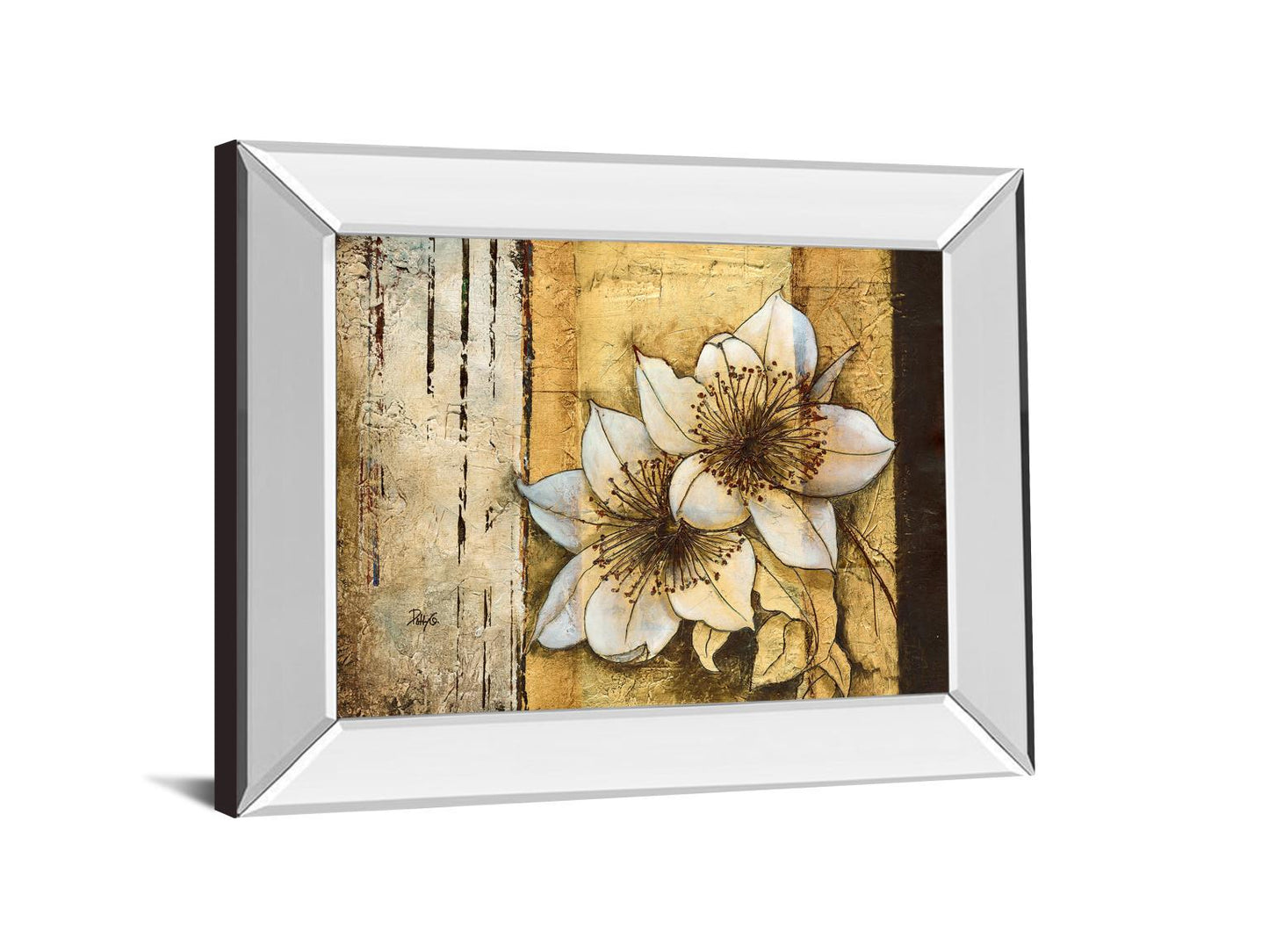 Exotic On Gold I By Patty Q - Mirror Framed Print Wall Art - Yellow - Gold Classy Art