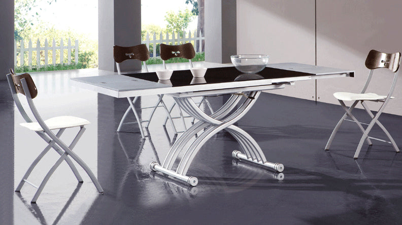 ESF Furniture - 2109 5 Piece Modern Dining Table Set in Wenge-White - 2109DININGTABLE-5SET ESF Furniture