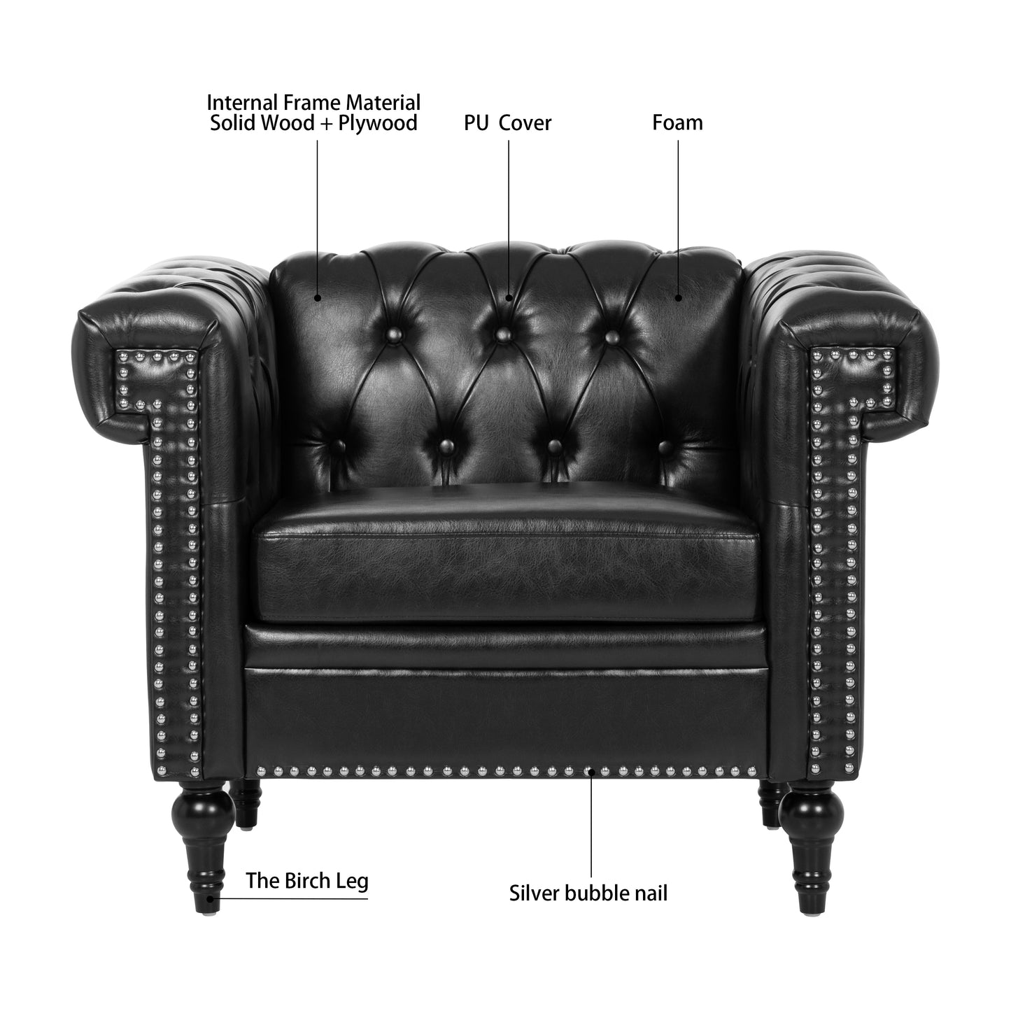 1 Seater Sofa For Living Room House to Home Furnishings LLC