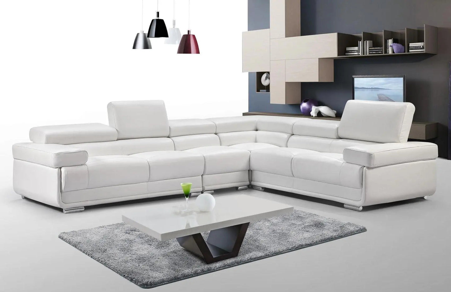 2119 Modern “Italian Top Grain Leather” Sectional with Adjustable Headrest by ESF Furniture ESF Furniture