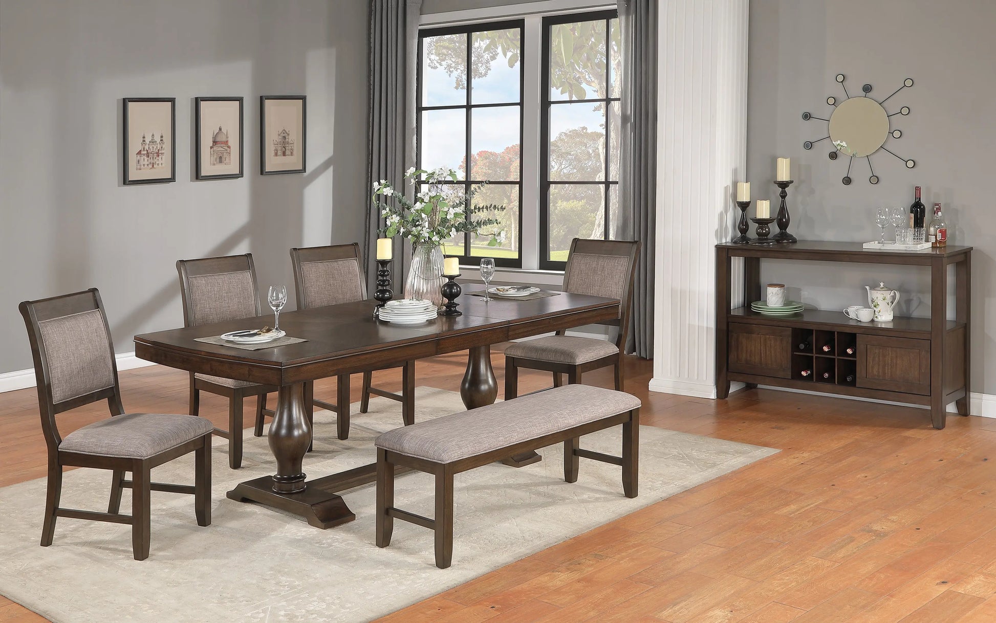 Tarin Brown Extendable Dining Set Crown Mark