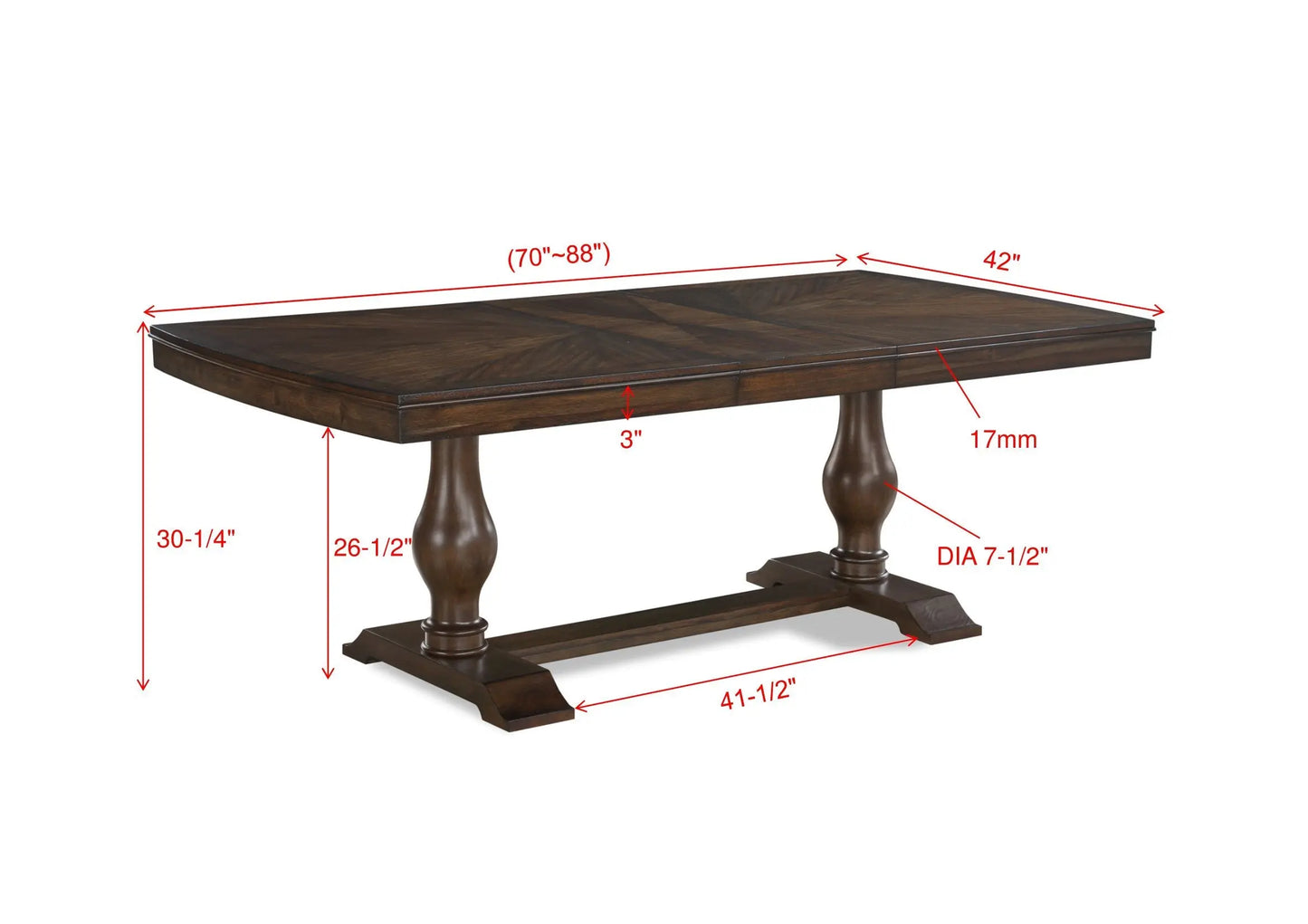 Tarin Brown Extendable Dining Table Crown Mark