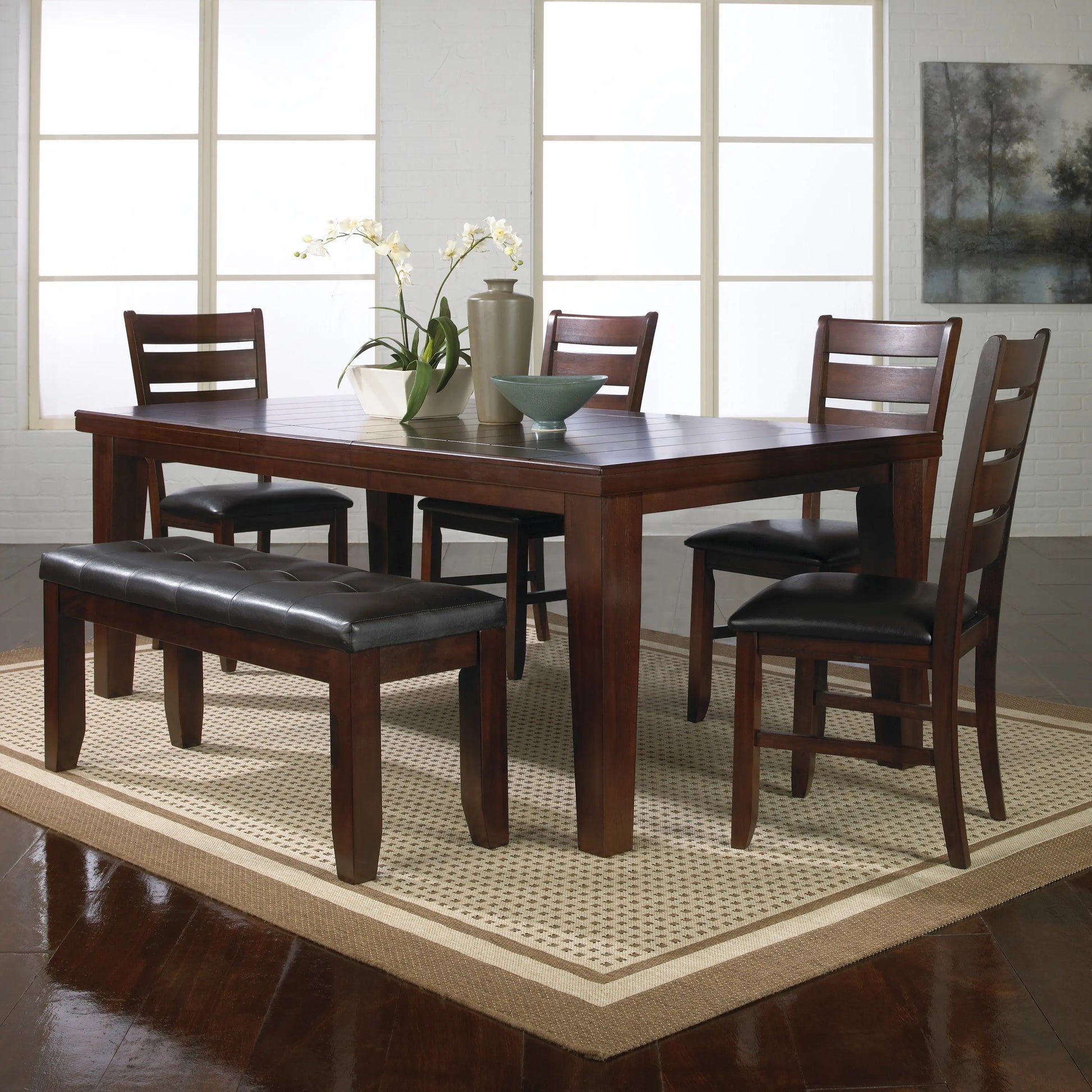 Bardstown Cherry Brown Extendable Dining Set Crown Mark