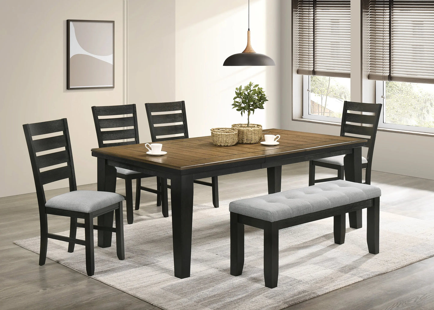 Bardstown Charcoal/Wheat Extendable Dining Set Crown Mark