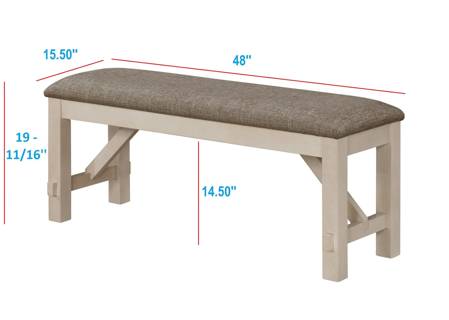 Maribelle Chalk/Gray Dining Bench Crown Mark