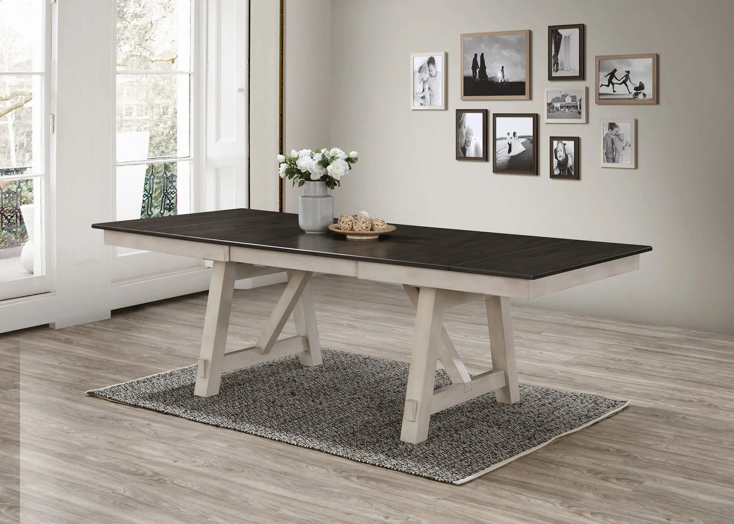 Maribelle Chalk/Gray Dining Table Crown Mark