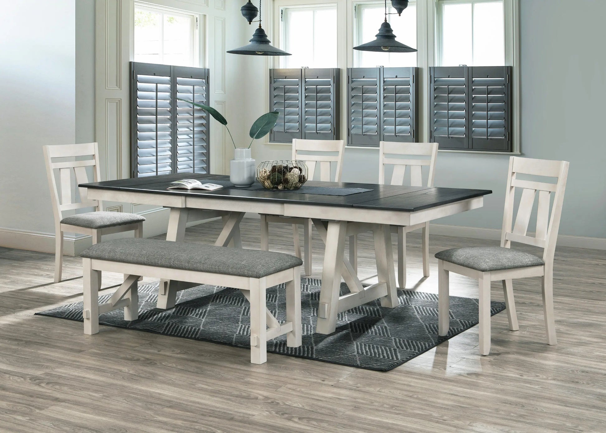 Maribelle Chalk/Gray Extendable Dining Set Crown Mark