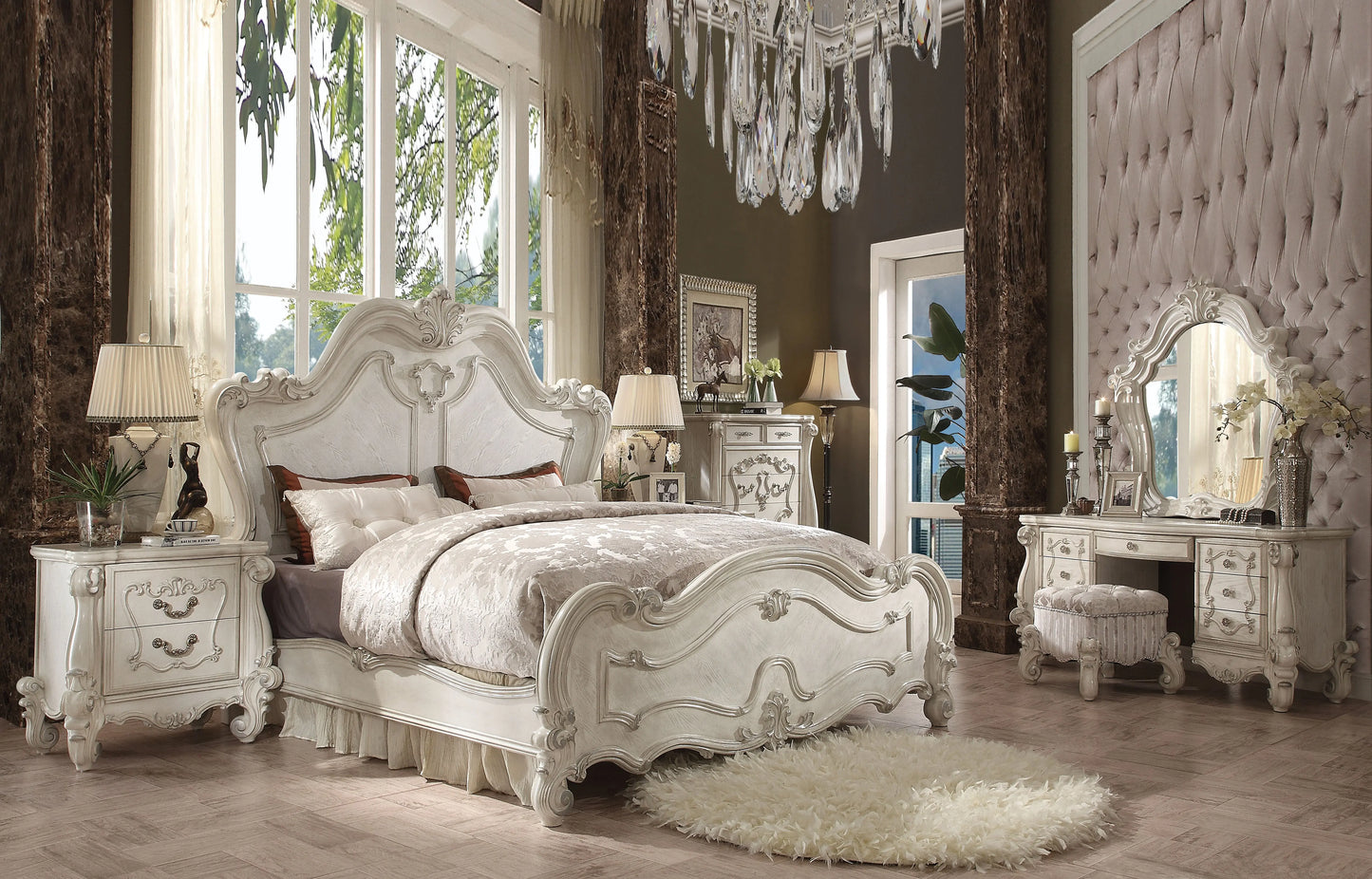 Versailles Bone White California King Bed ACME East