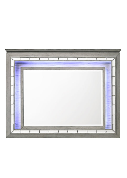 Antares Light Gray Oak Mirror (LED) ACME East