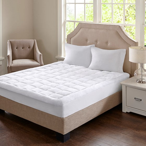 Overfilled Plush Hypoallergenic Down Alternative Waterproof Mattress Pad White Twin Olliix.com