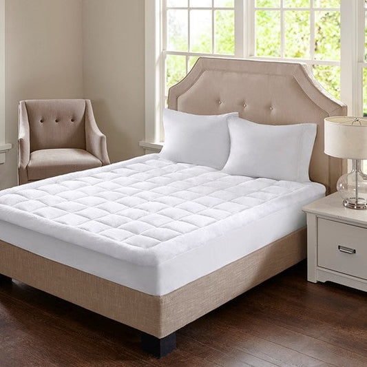 Overfilled Plush Hypoallergenic Down Alternative Waterproof Mattress Pad White Twin Olliix.com