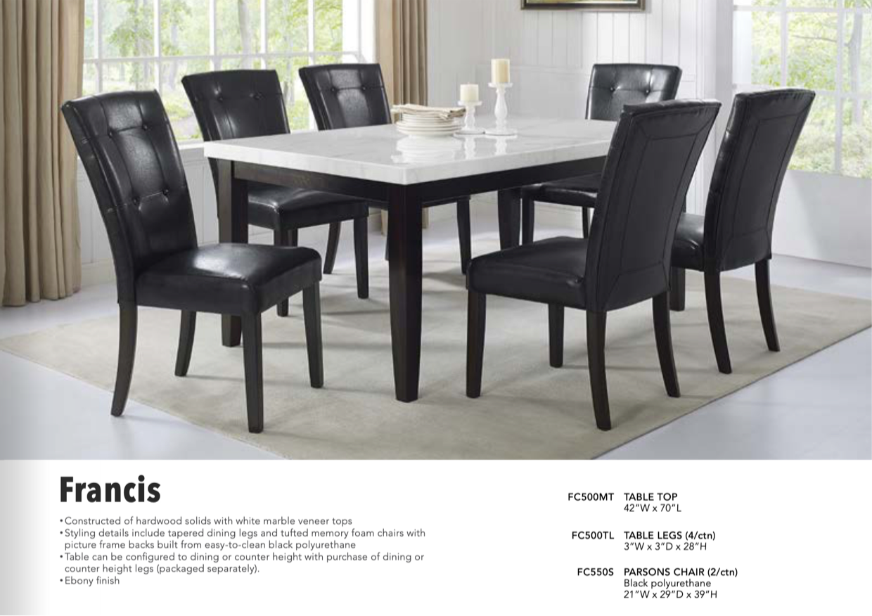 Arelis “Solid Genuine Marble” Dinning Table In Standard Height or Counter Height (4, 6, or 8 Seater Available) Steve Silver 2