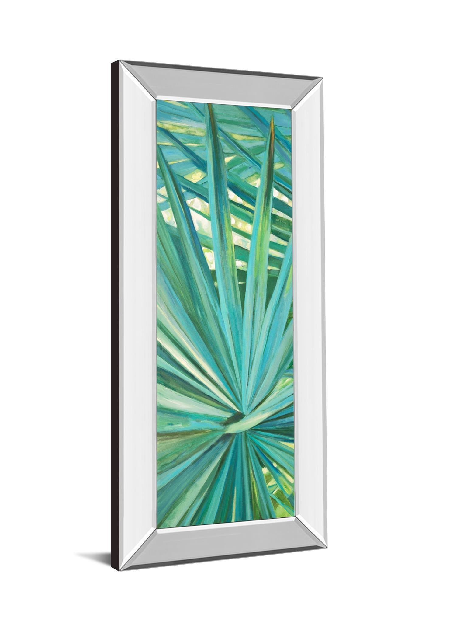 Fan Palm I By Suzanne Wilkins - Mirror Framed Print Wall Art - Green Classy Art