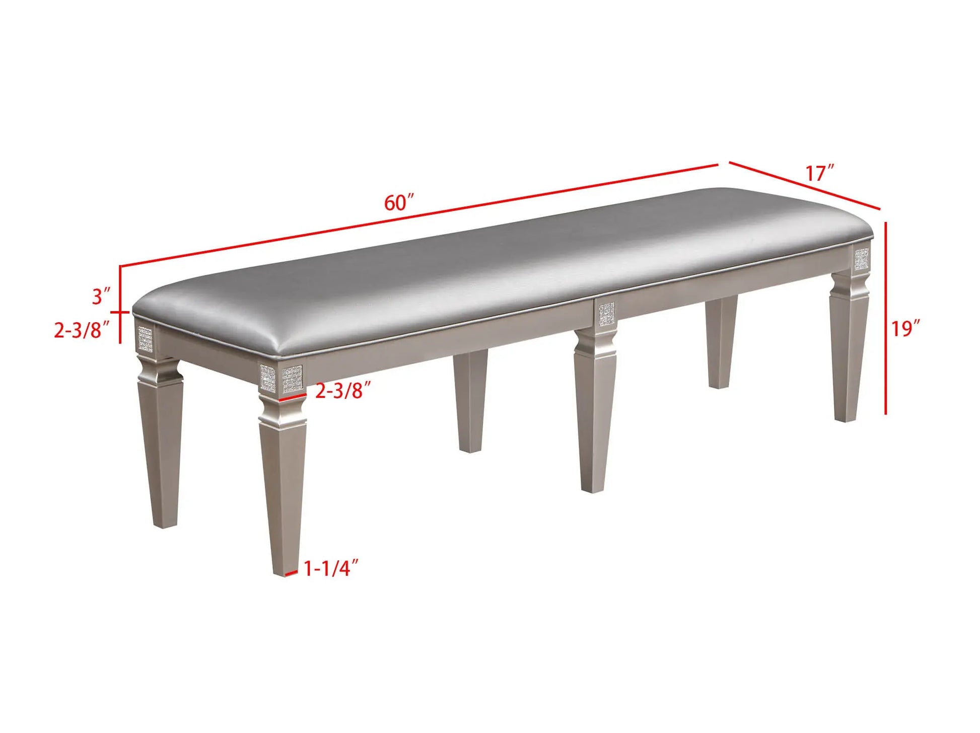 Klina Silver Champagne Dining Bench Crown Mark