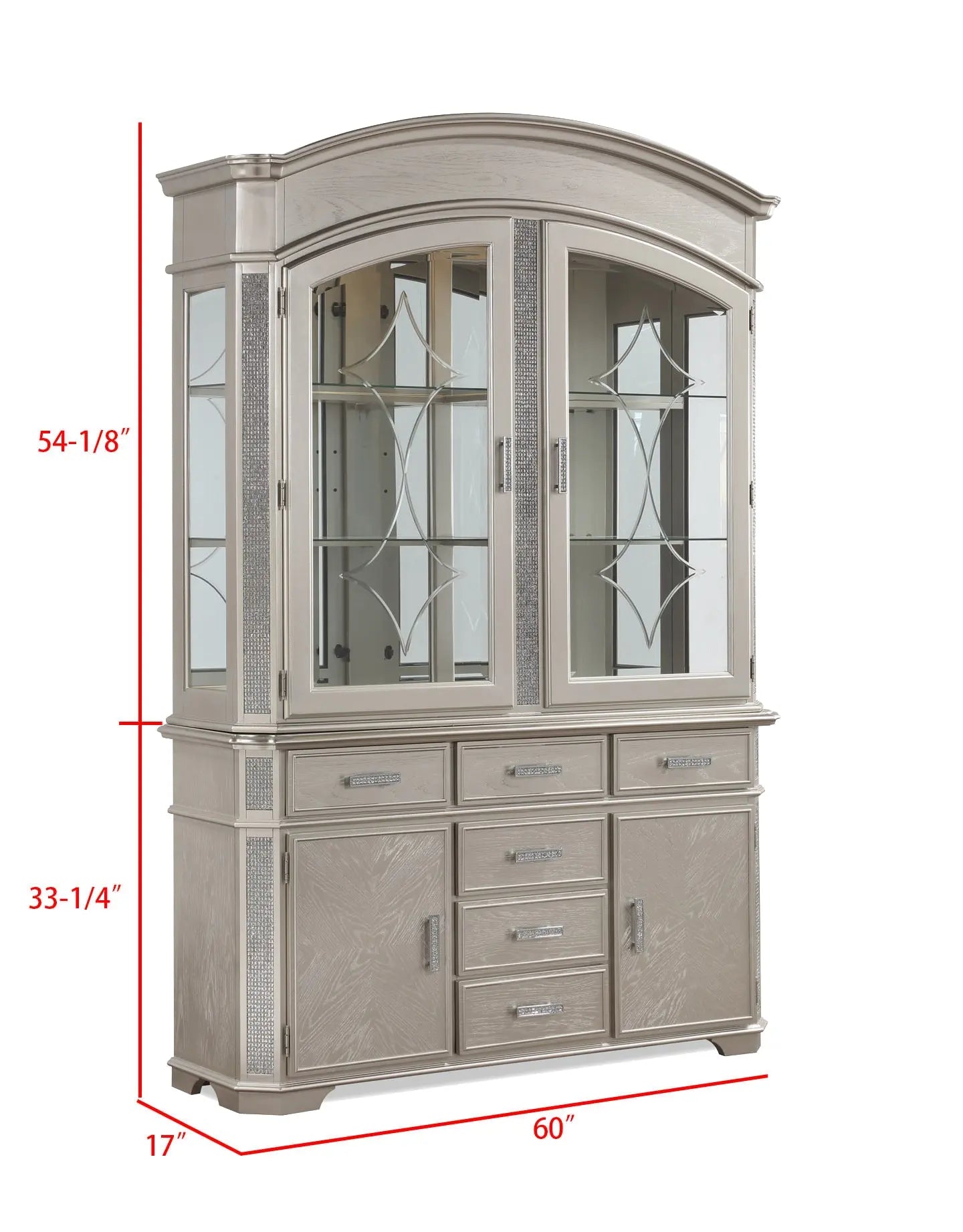 Klina Silver Champagne China Cabinet Crown Mark