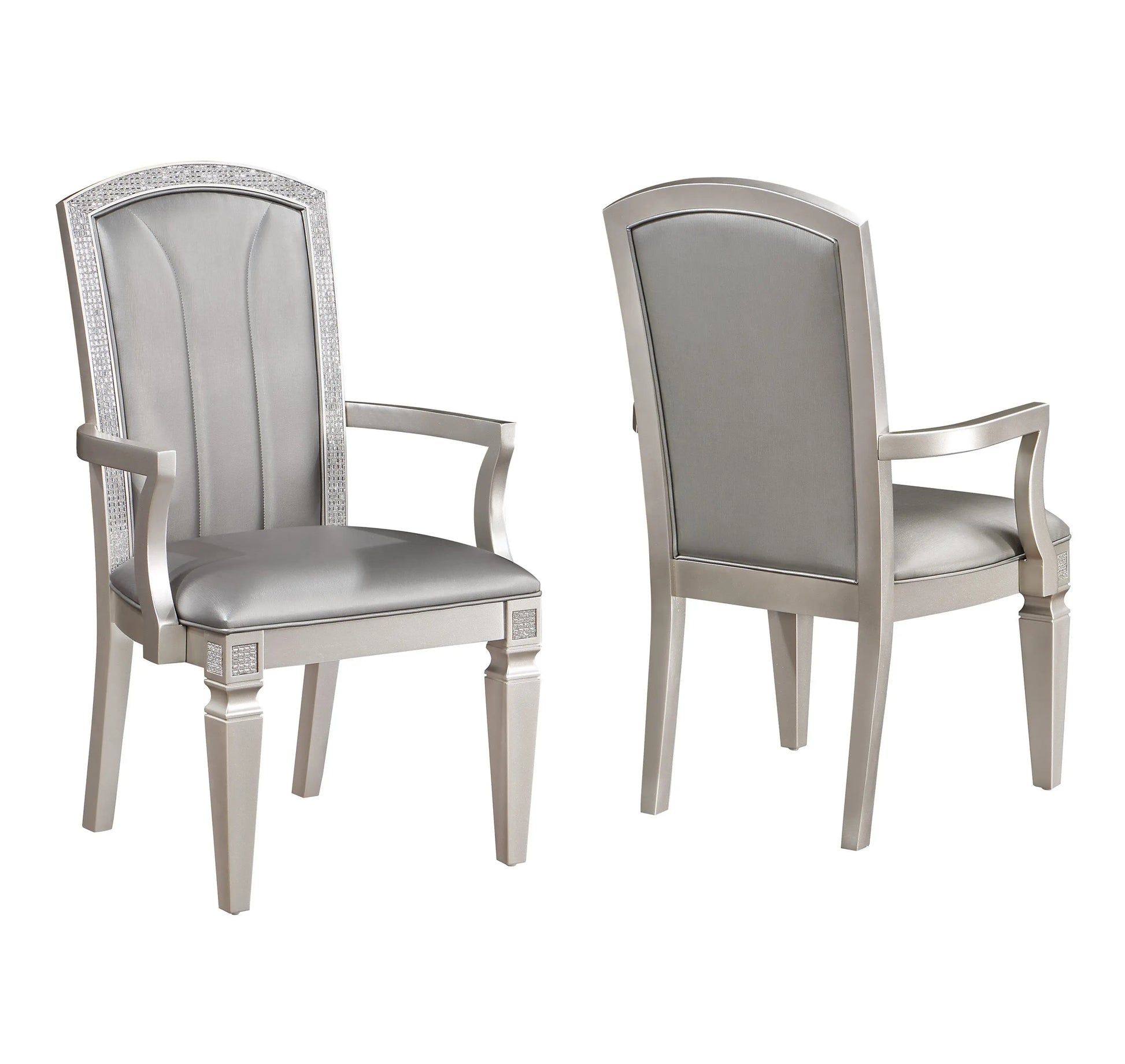 Klina Silver Champagne Dining Arm Chair, Set of 2 Crown Mark