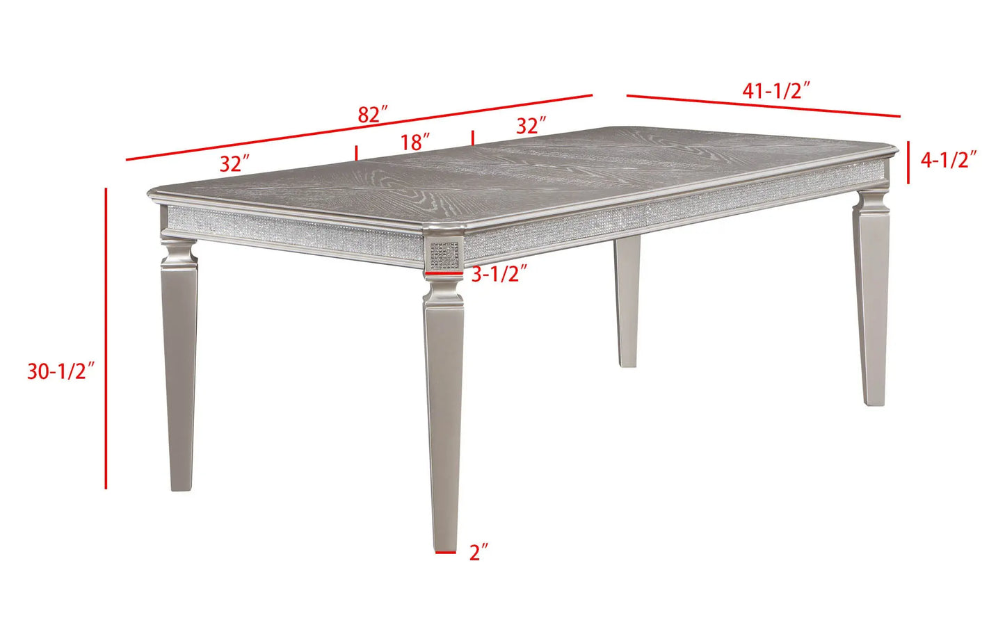 Klina Silver Champagne Extendable Dining Table Crown Mark