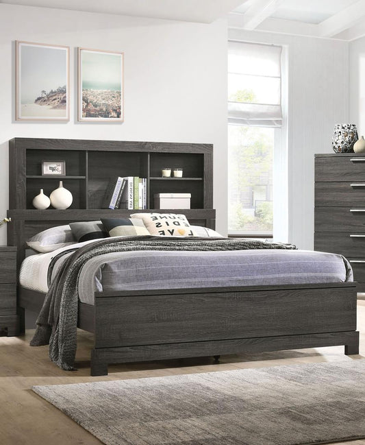 Acme Furniture Lantha Eastern King Panel Bed in Grey Oak 22027EK ACME East