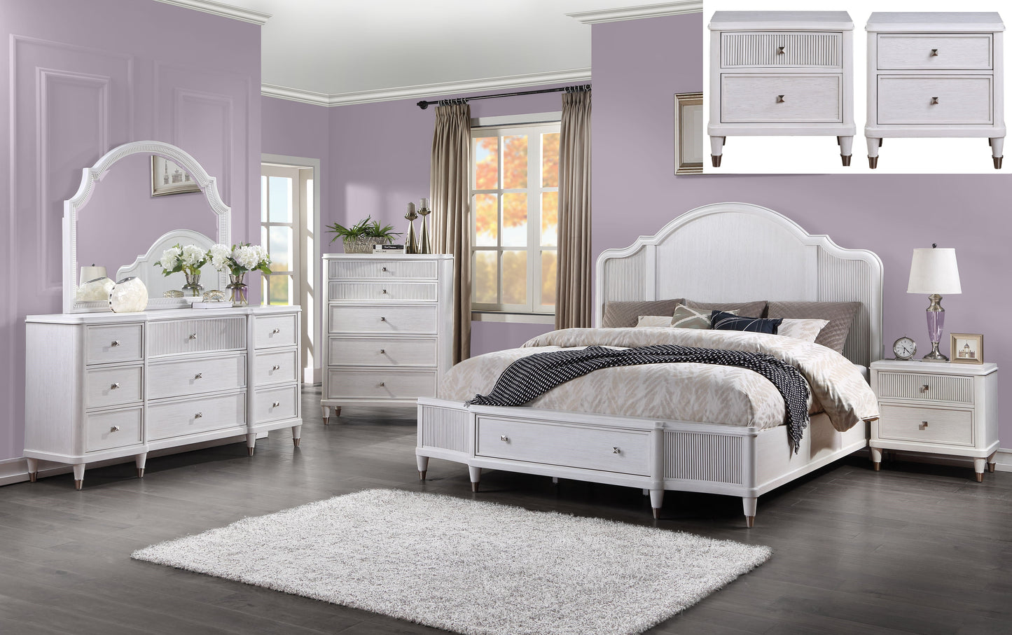 Celestia Off White California King Bed (Storage) ACME East