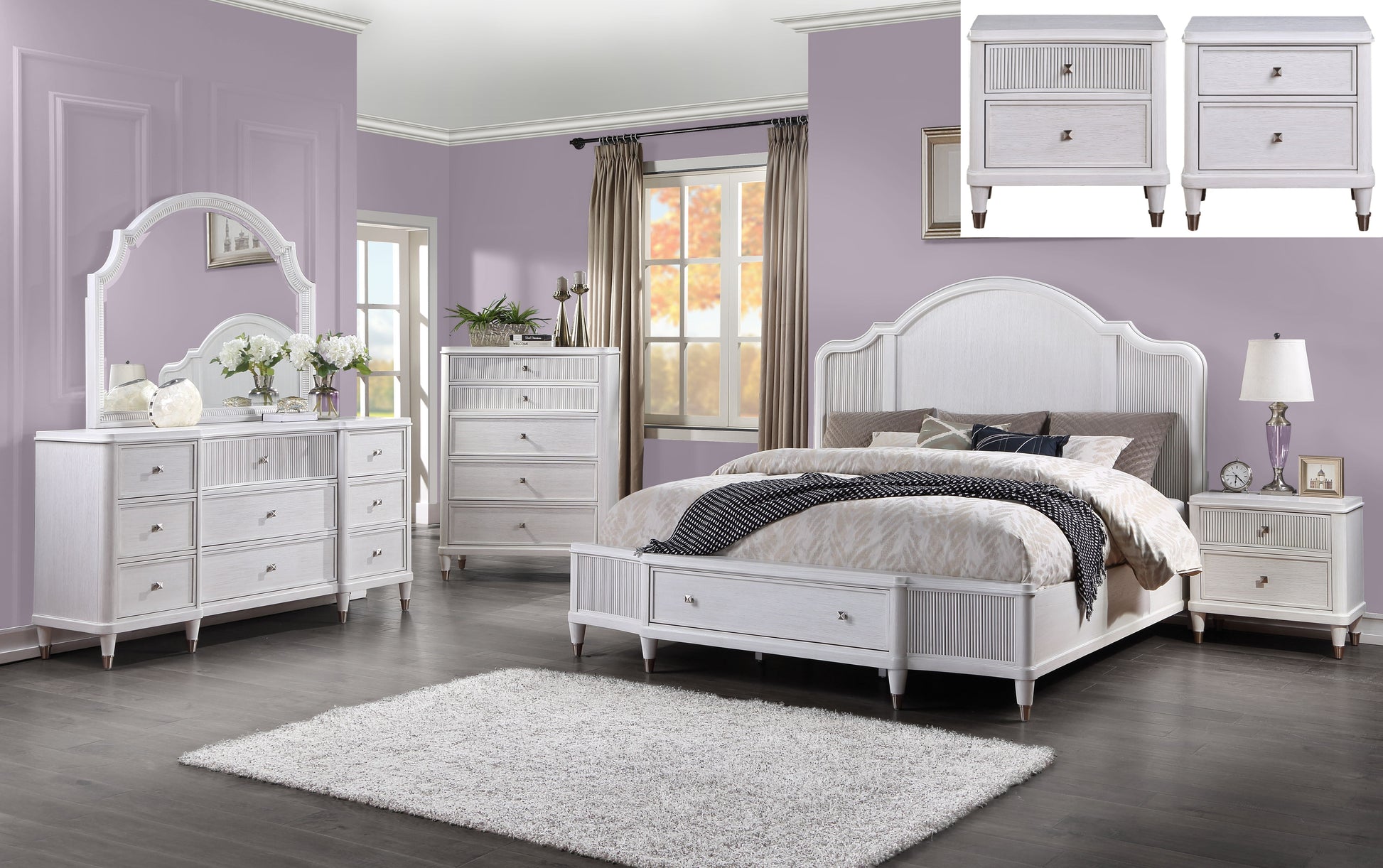 Celestia Off White Queen Bed (Storage) ACME East