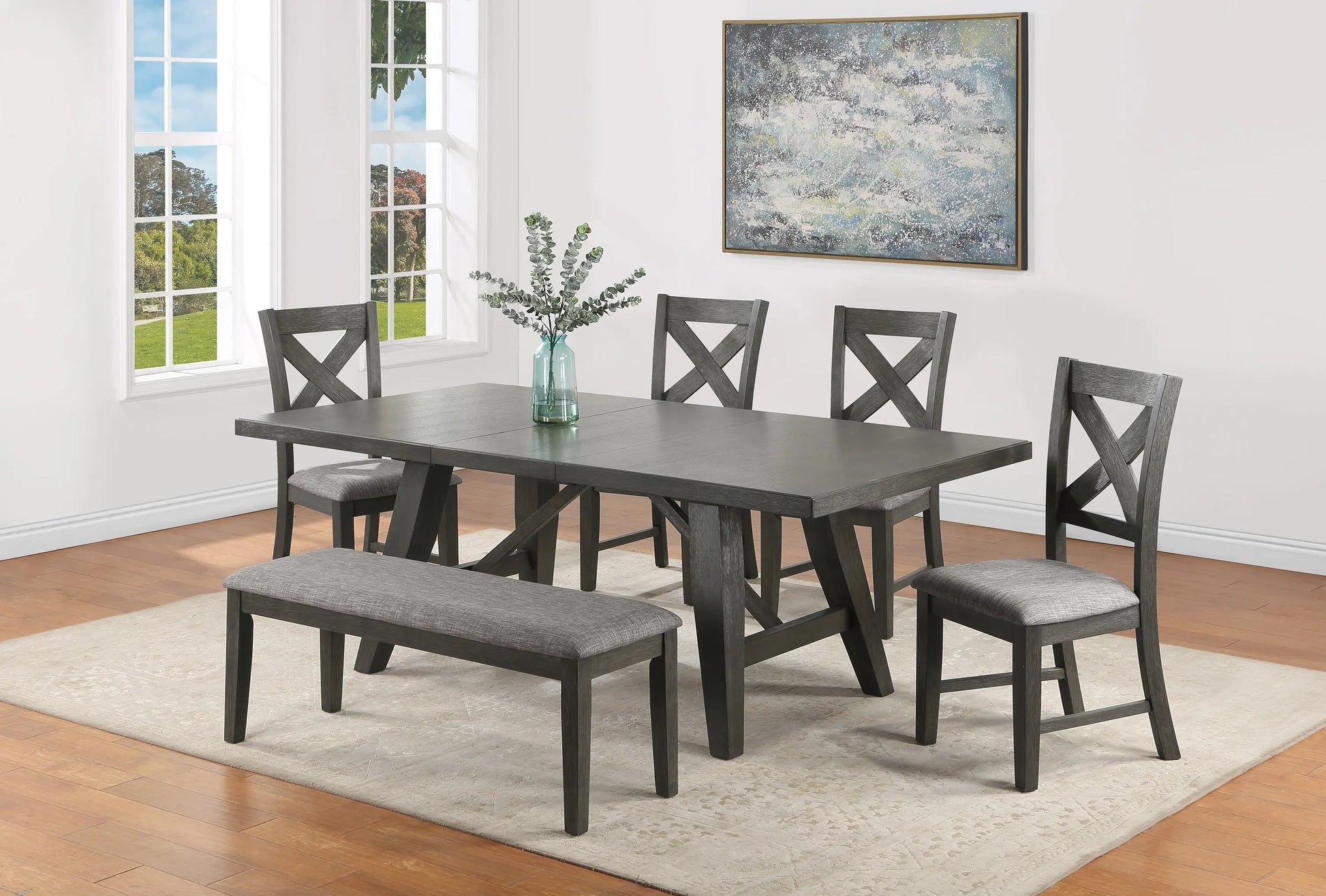 Rufus Grayish Brown Extendable Dining Table Crown Mark