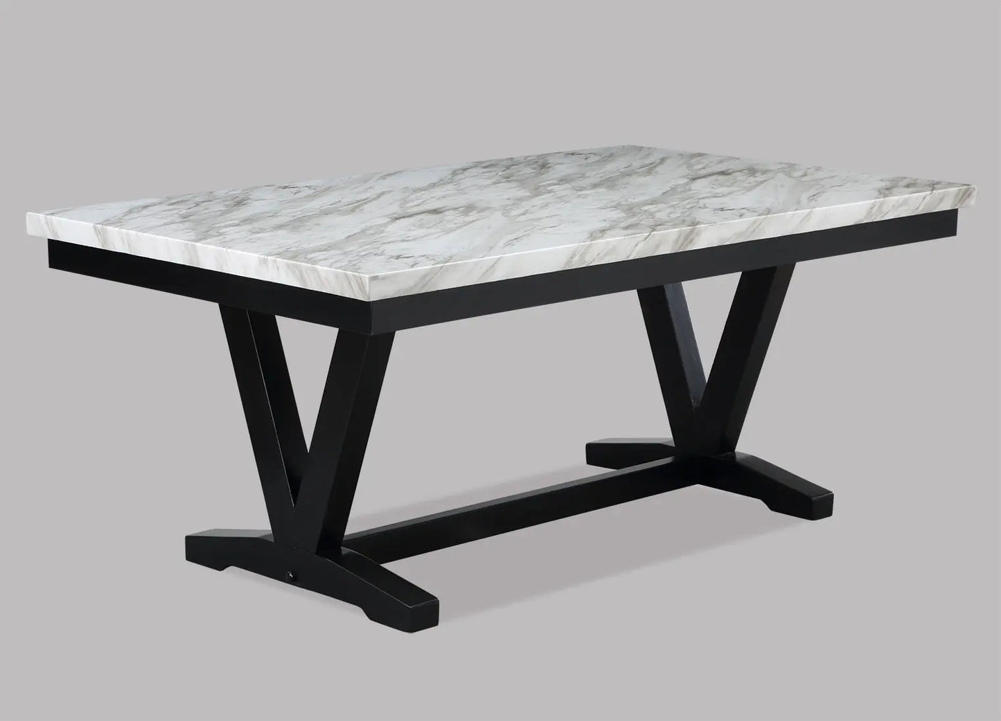 Tanner White/Black Faux Marble Dining Set Crown Mark