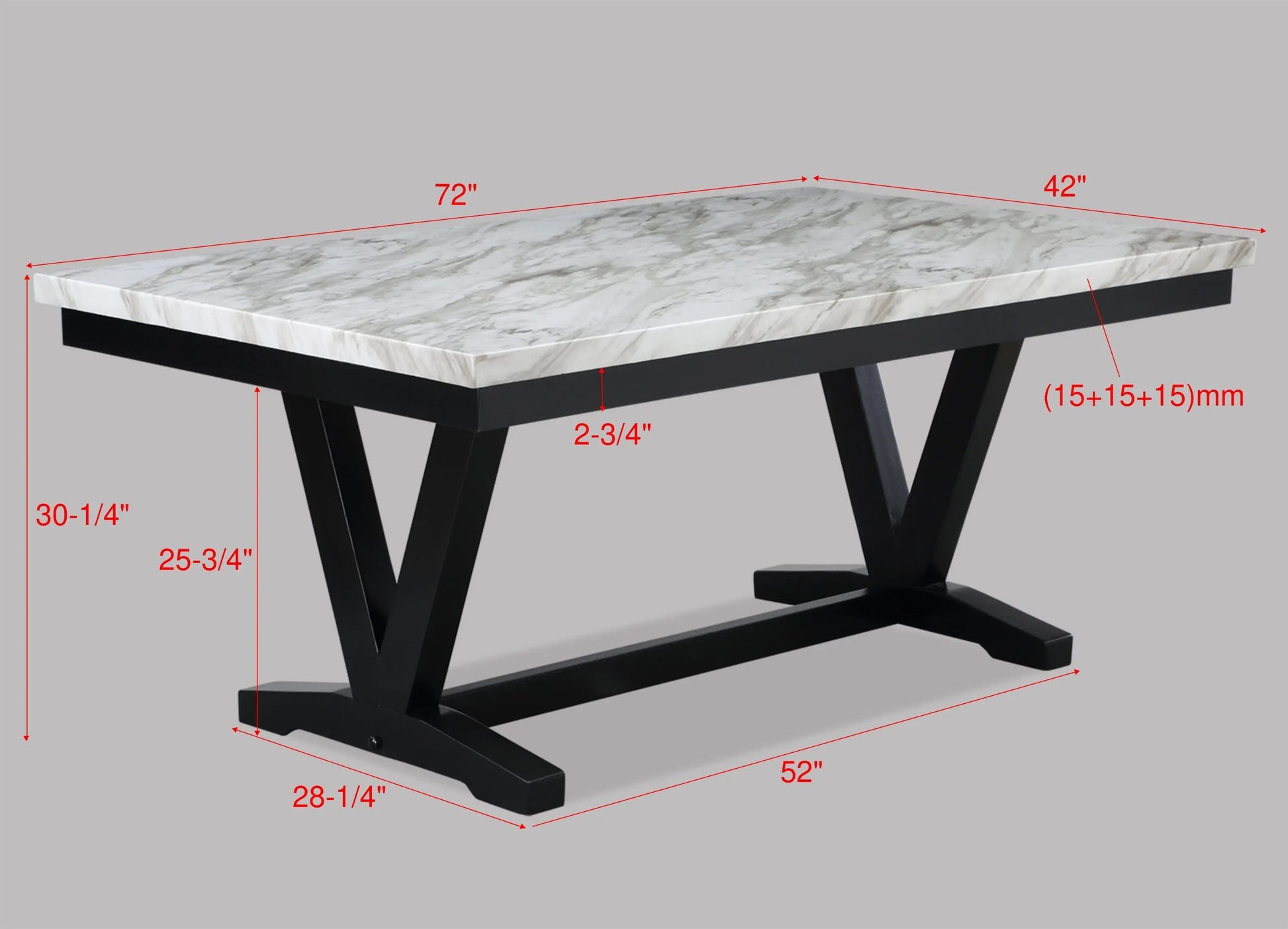 Tanner White/Black Faux Marble Dining Set Crown Mark