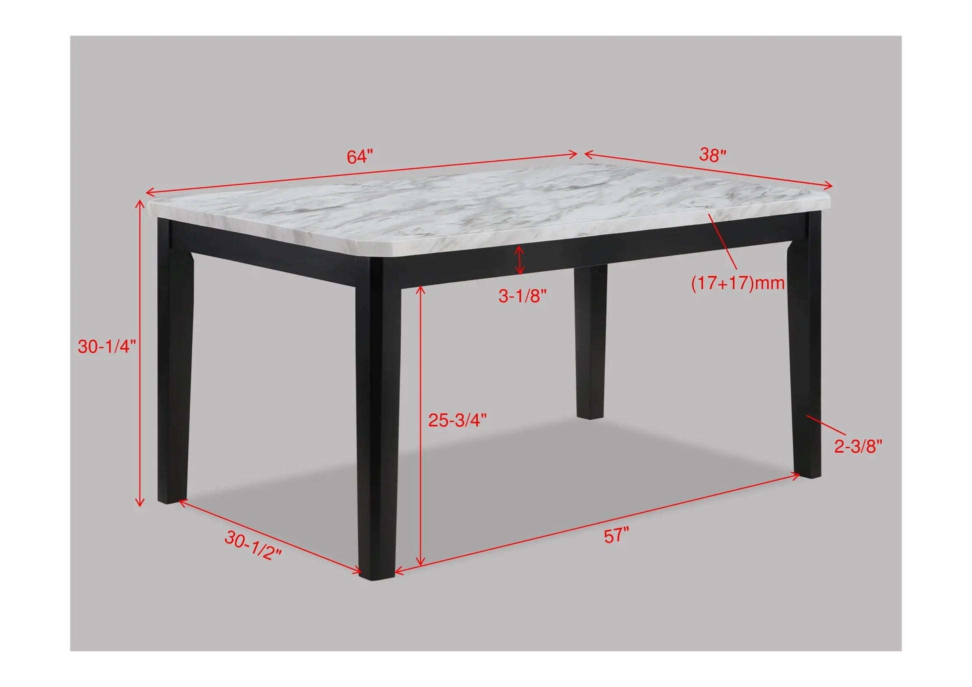 Pascal Black/Gray Marble-Top Dining Set Crown Mark