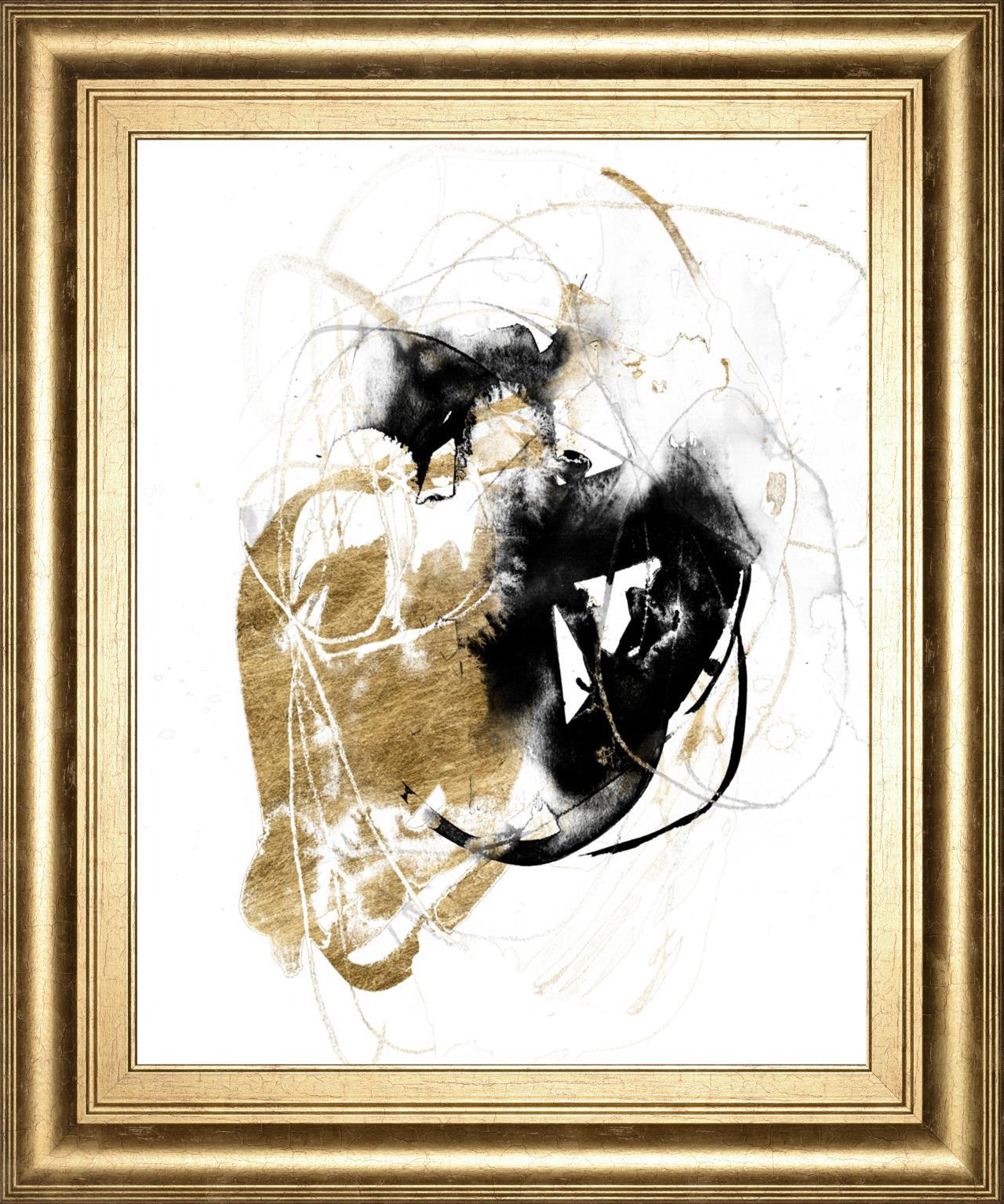 22x26 Black & Gold Splash III By Jennifer Goldberger - Black Classy Art