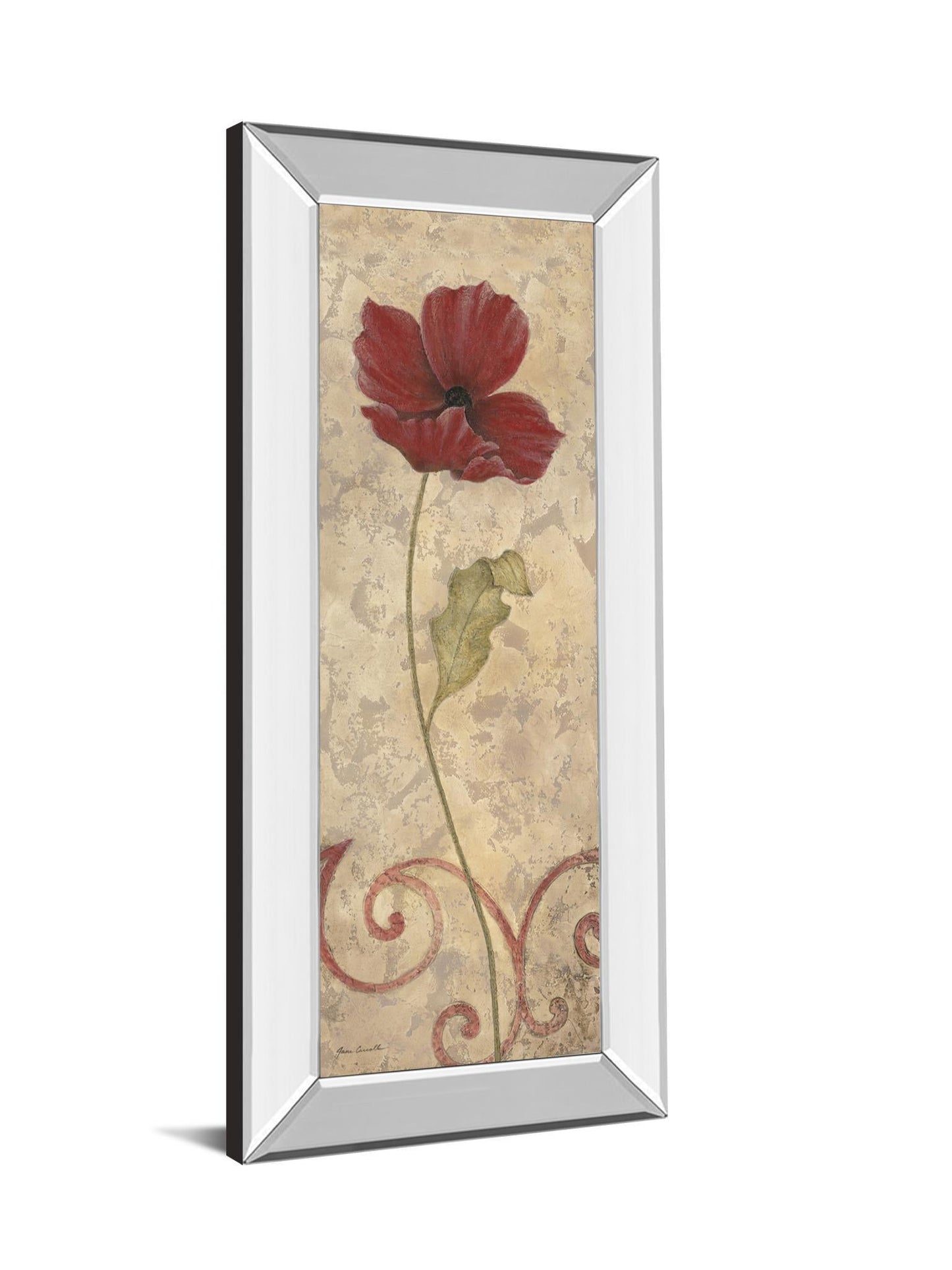 Red Flower I - Mirrored Framed Print Wall Art - Red Classy Art