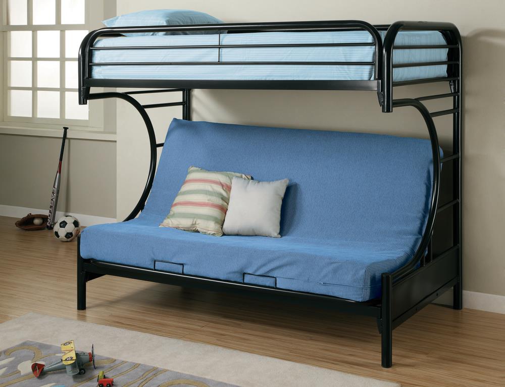 G2253 Contemporary Glossy Black Futon Bunk Bed Coaster Z2 Premium