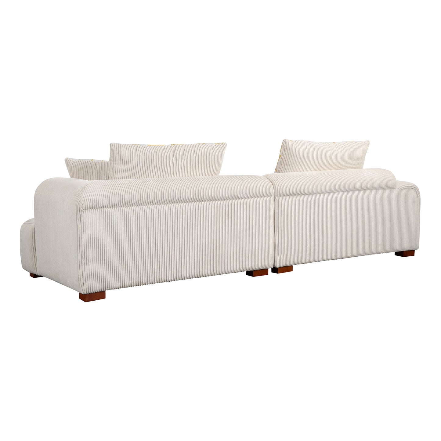 103.9" Modern Couch Corduroy Fabric Comfy Sofa with Rubber Wood Legs, 4 Pillows for Living Room, Bedroom, Office, Beige House to Home Furnishings LLC