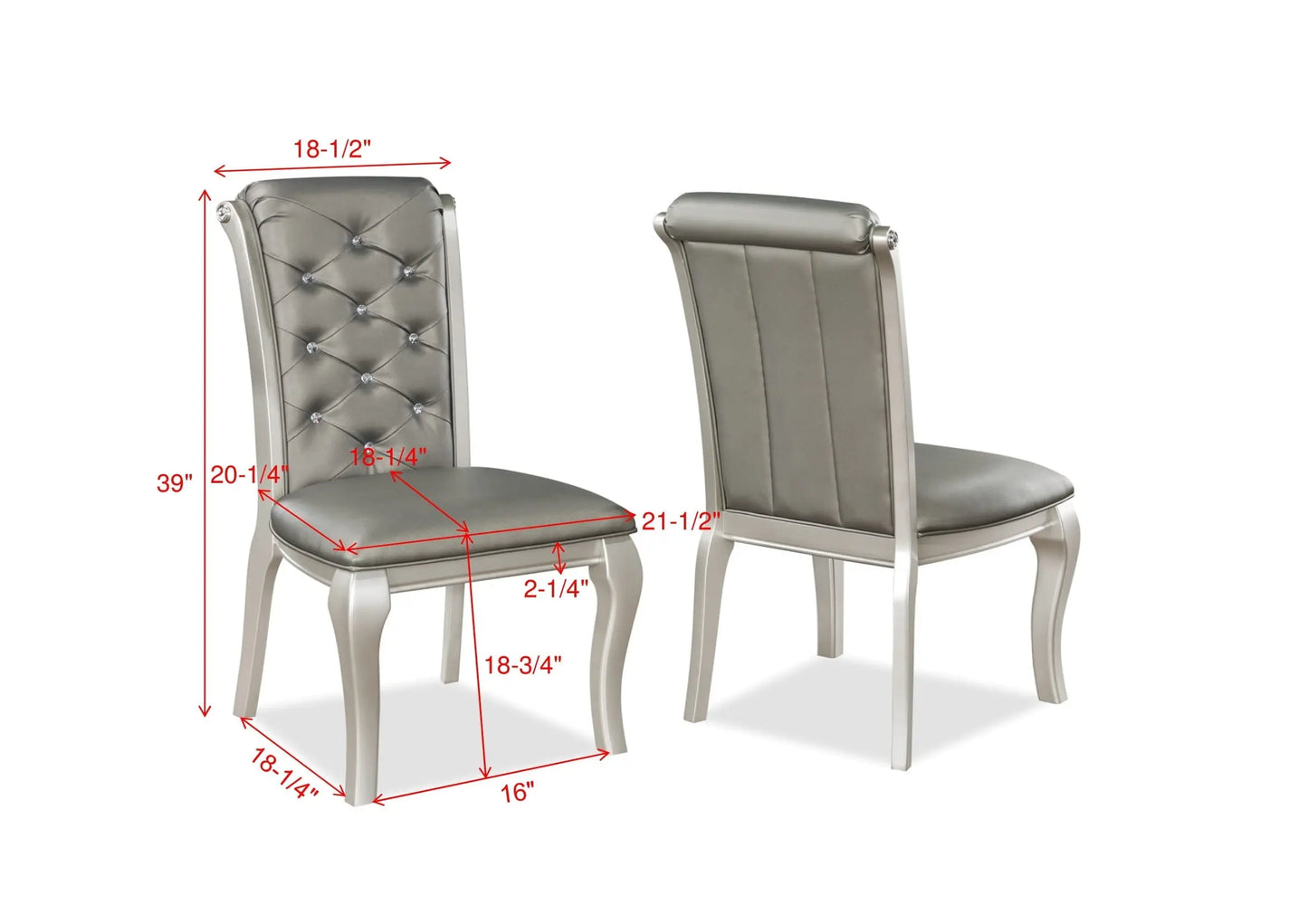 Caldwell Silver Champagne Dining Chair, Set of 2 Crown Mark