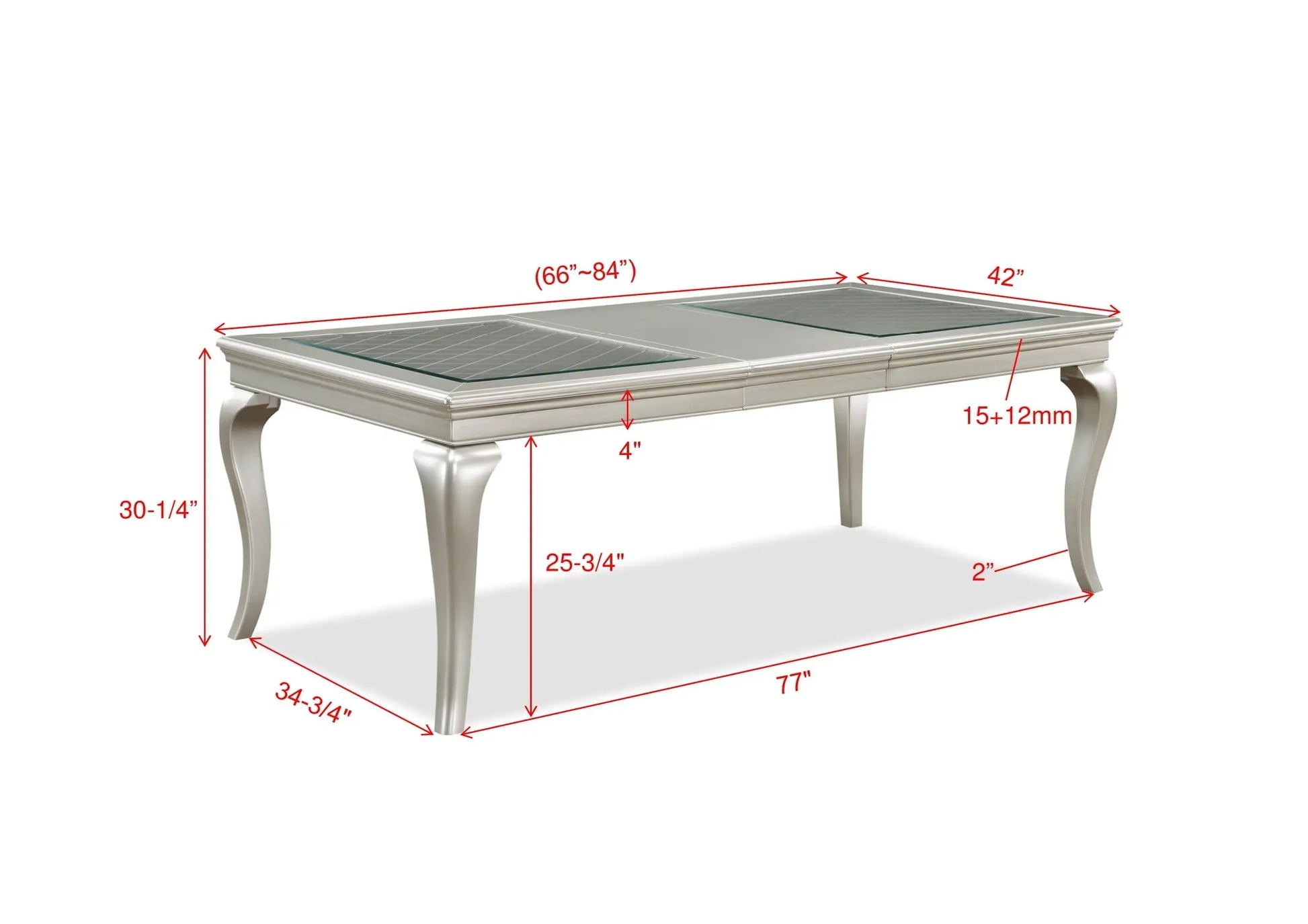 Caldwell Silver Champagne Extendable Dining Table Crown Mark