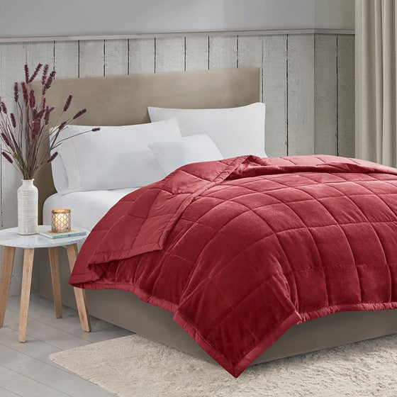 Reversible HeiQ Smart Temperature Down Alternative Blanket Burgundy Twin XL Olliix.com