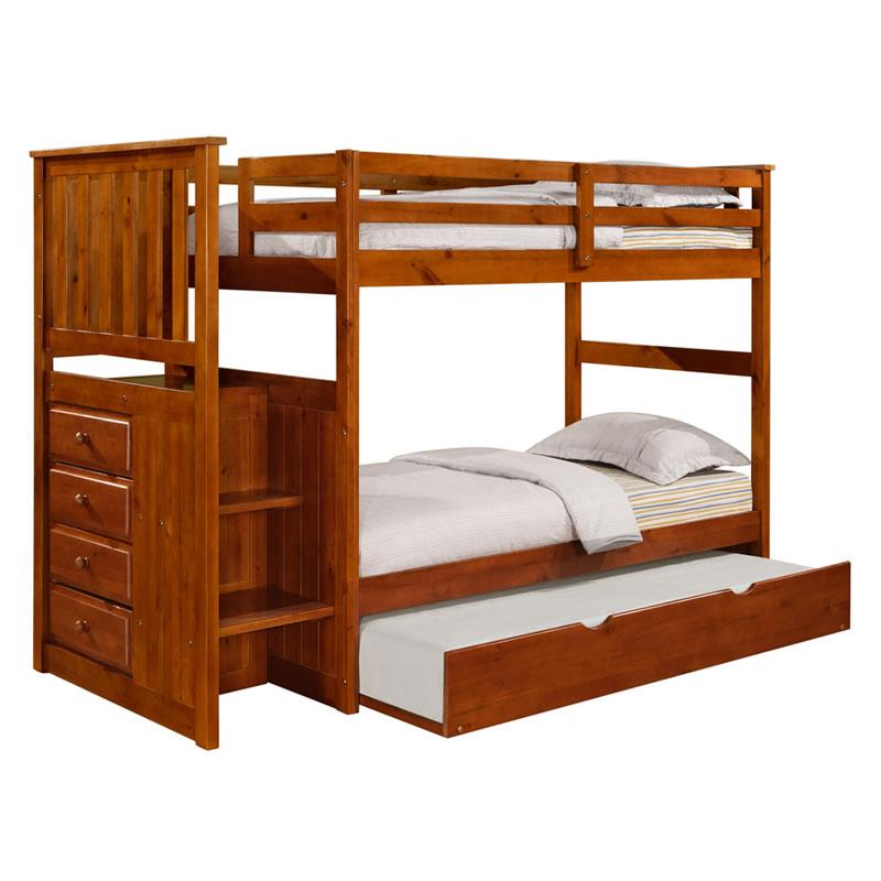 Donco Trading Company Kids Beds Bunk Bed 820E - Twin/Twin Mission Stairway Bunkbed Donco Trading Company