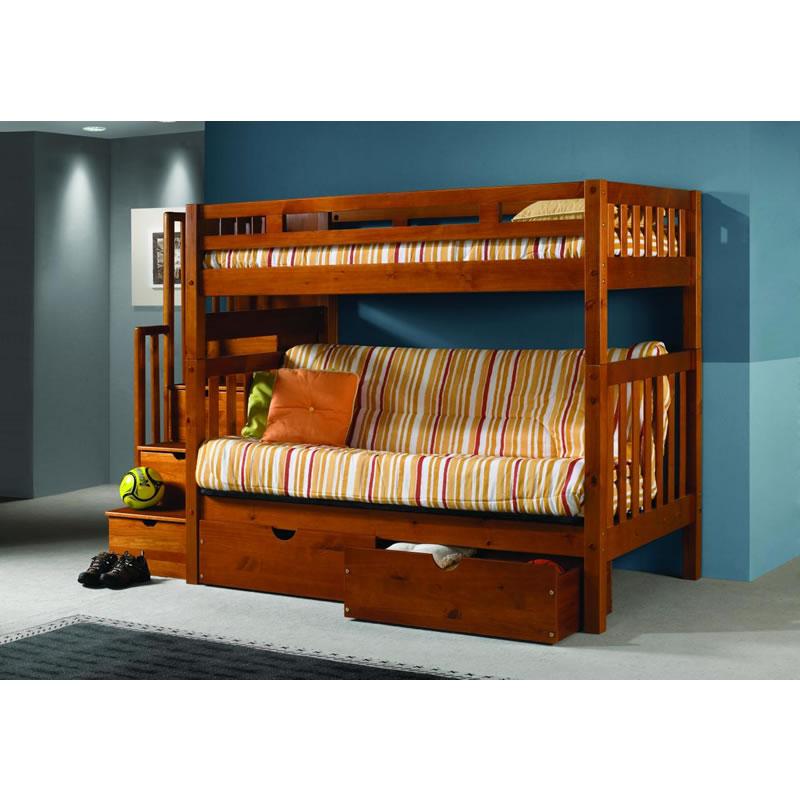 Donco Trading Company Kids Beds Bunk Bed 200H - Twin/Twin Tall Mission Stairway Bunkbed Donco Trading Company